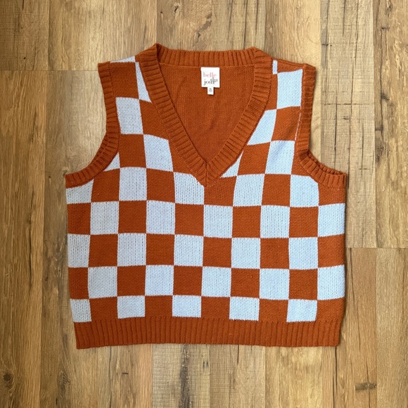 Checkered Knit Vest - Picture 1 of 3